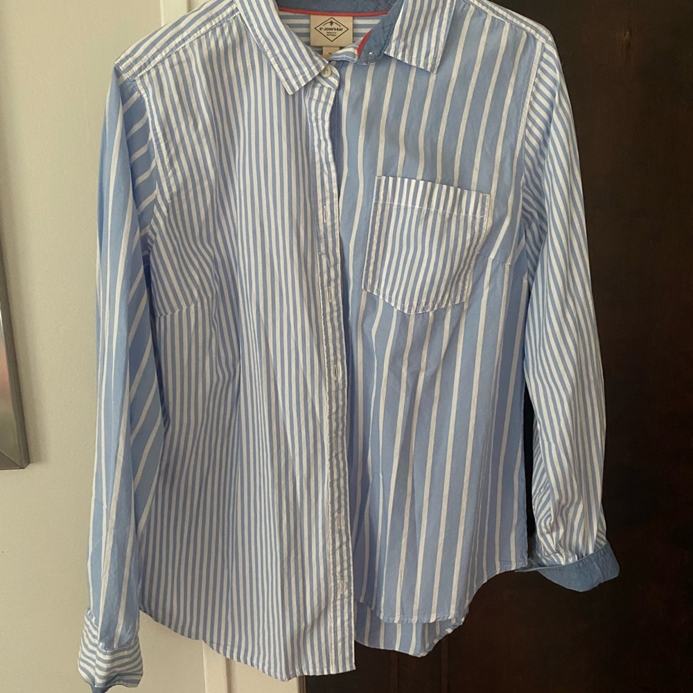 NWOT Blue & white striped button down shirt